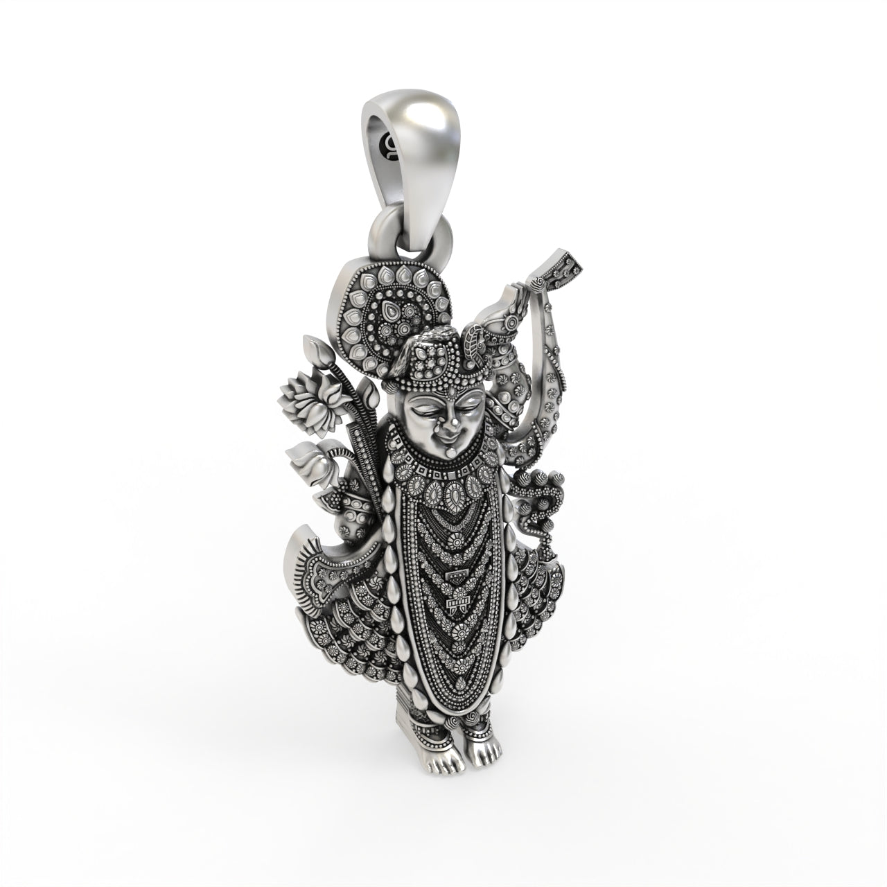 Handmade Nathdwara Krishna silver pendant