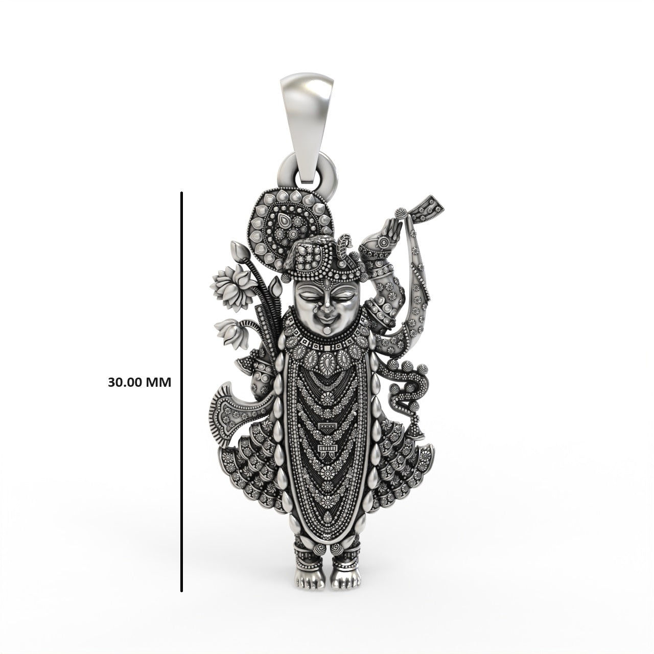 Shrinathji locket in oxidized silver