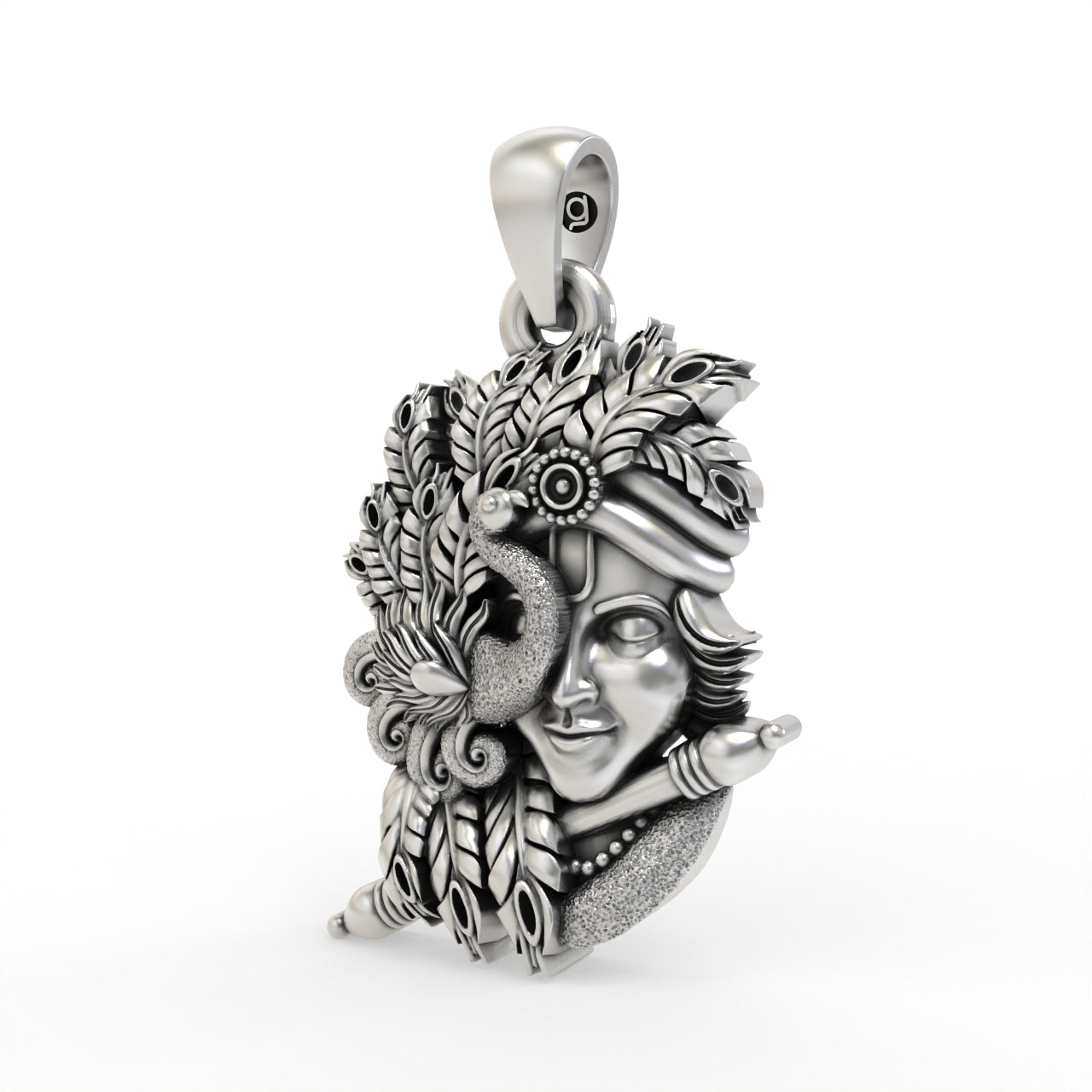 Oxidized Krishna peacock pendant side craftsmanship