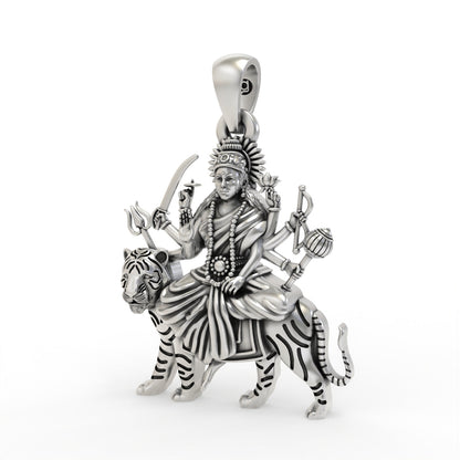 925 silver Ambe Maa locket side view