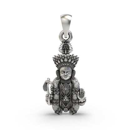 925 silver Hari Krishna Maharaj pendant front view