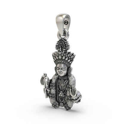 Hari Krishna Maharaj silver pendant close-up