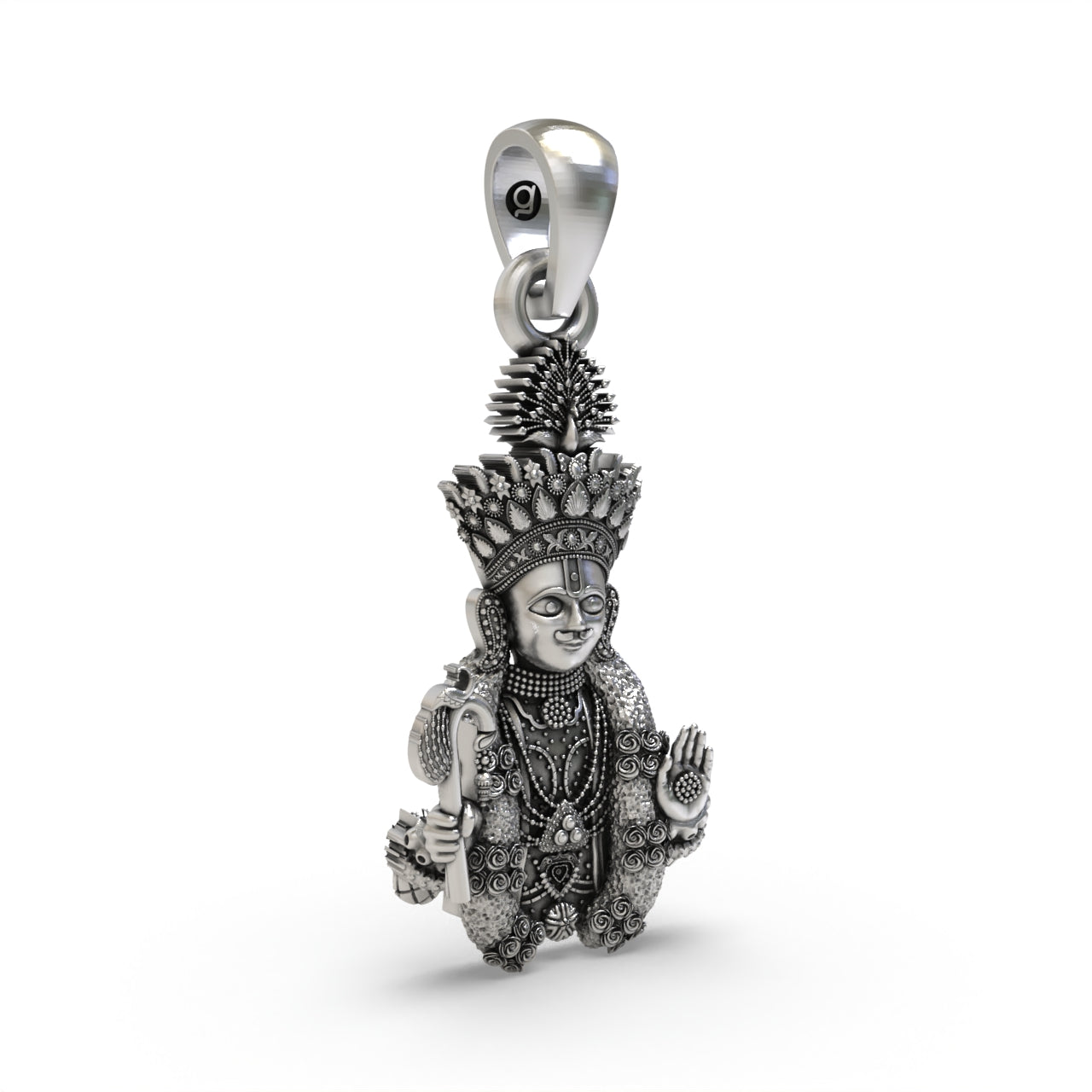 925 silver Hari Krishna locket side detail