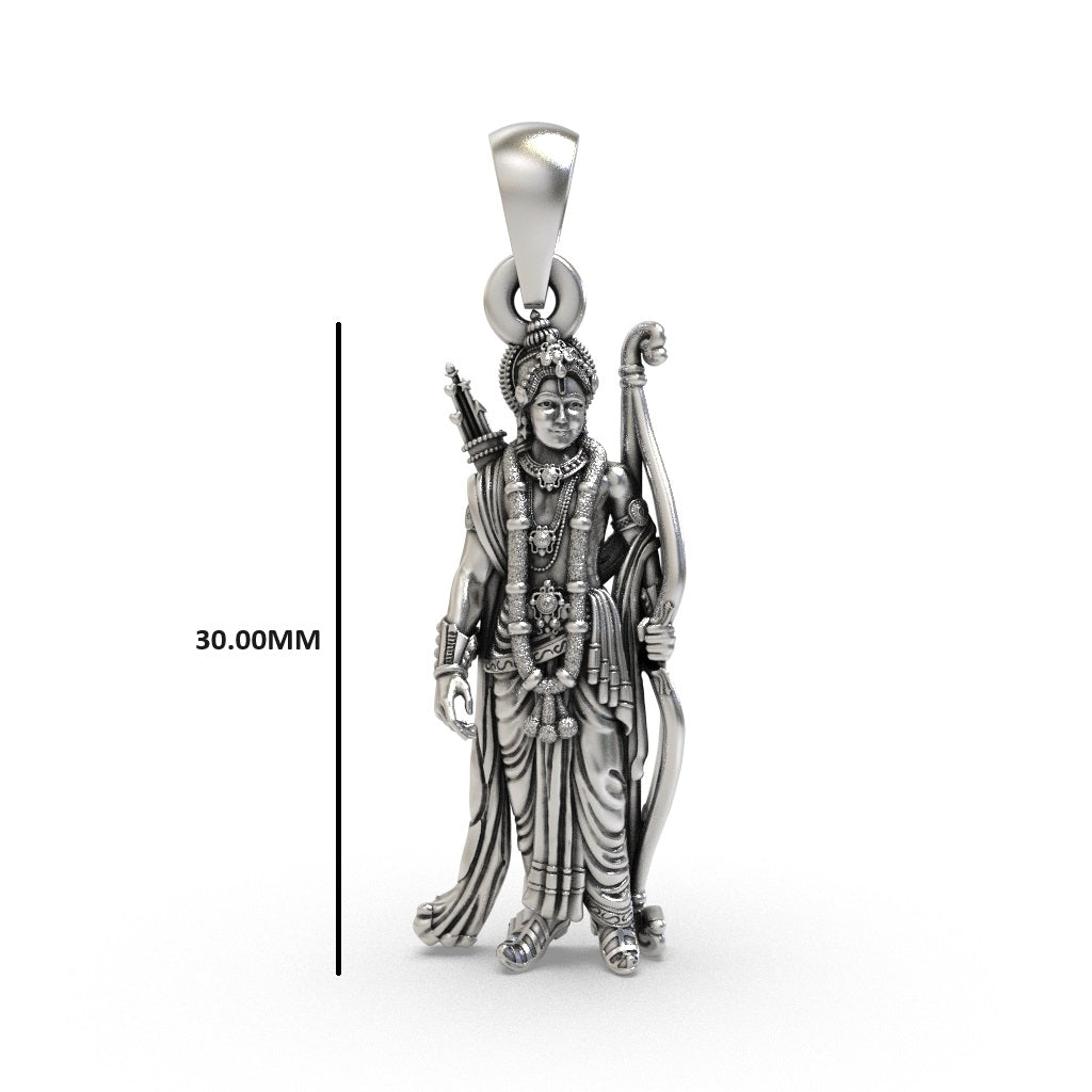 Handcrafted Lord Ram pendant in 925 silver