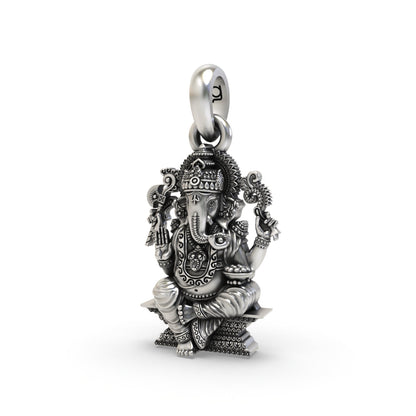 Close detail of 925 silver Ganesha pendant,
