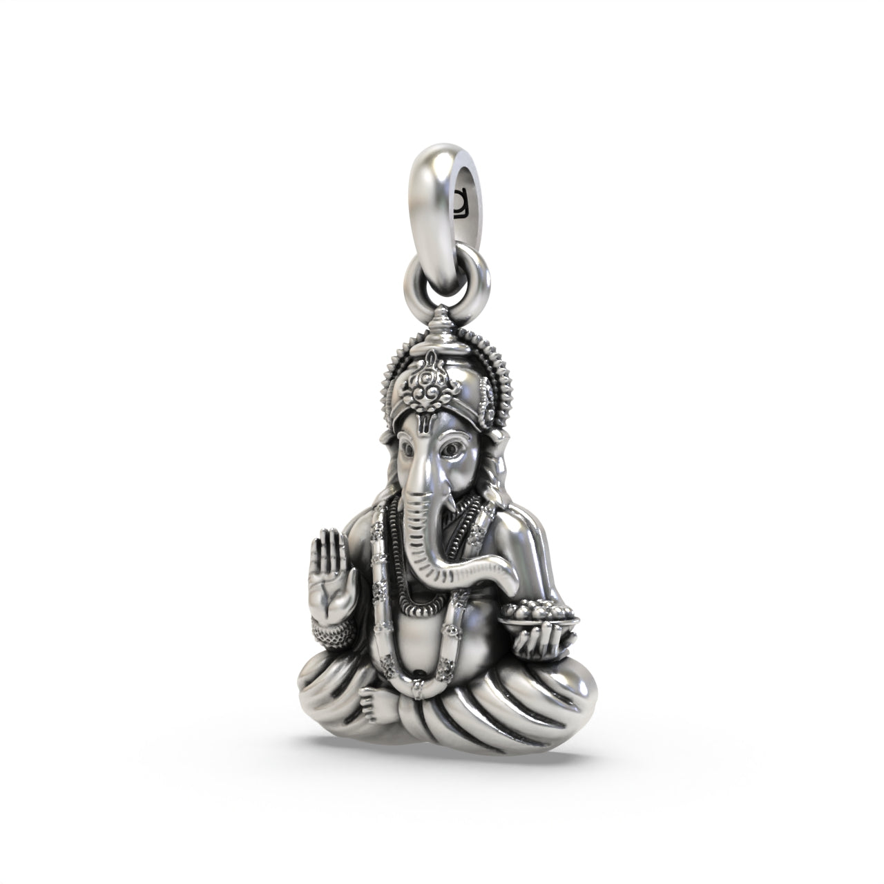 Oxidized Ganpati Bapa pendant craftsmanship angle,