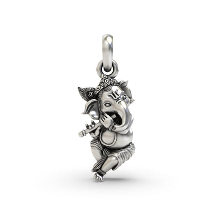 925 silver Krishna Style Ganesh pendant front view,