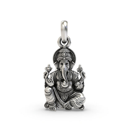 925 silver Vakratunda Ganesha pendant front view,
