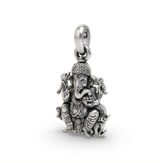 Close detail of 925 silver Ganesha pendant,