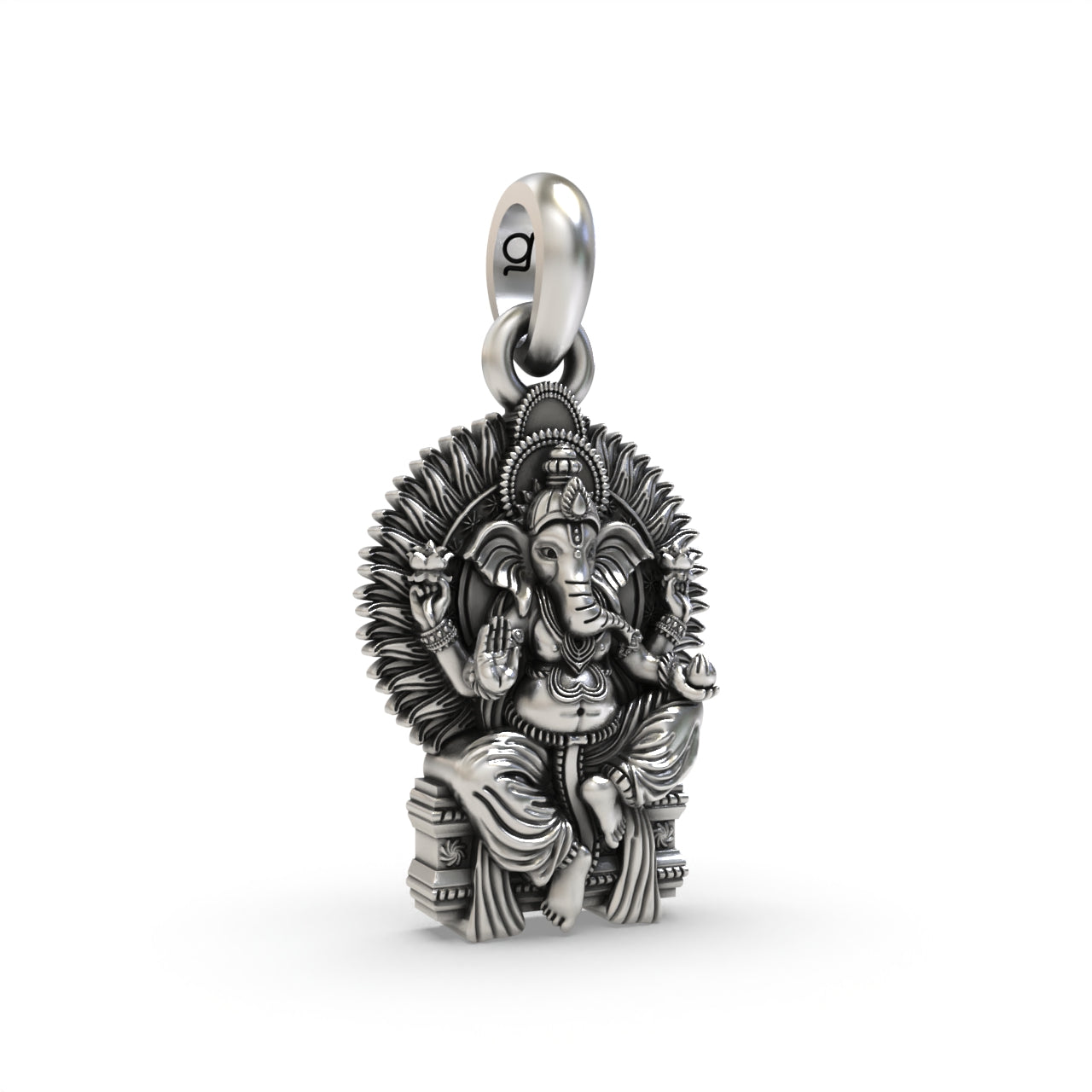 Oxidized Ganeshji Singhasan craftsmanship angle,