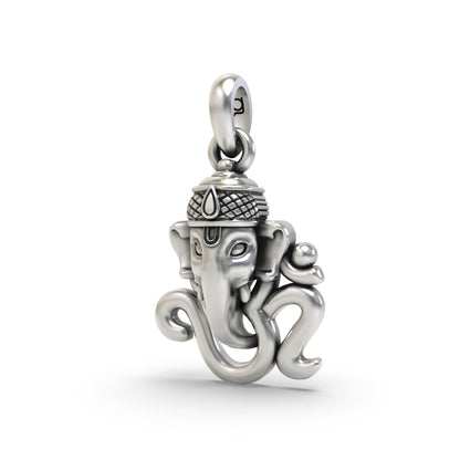 925 Silver OM with Ganesh Face Pendant