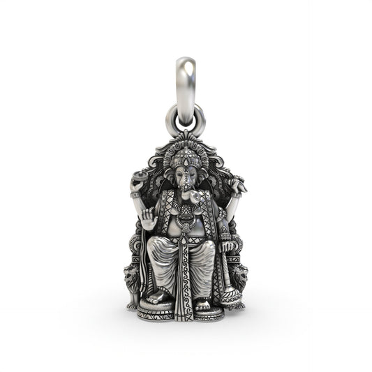 925 Silver Lal Bagh Ka Raja Ganesh Pendant | Divine Religious Pendant