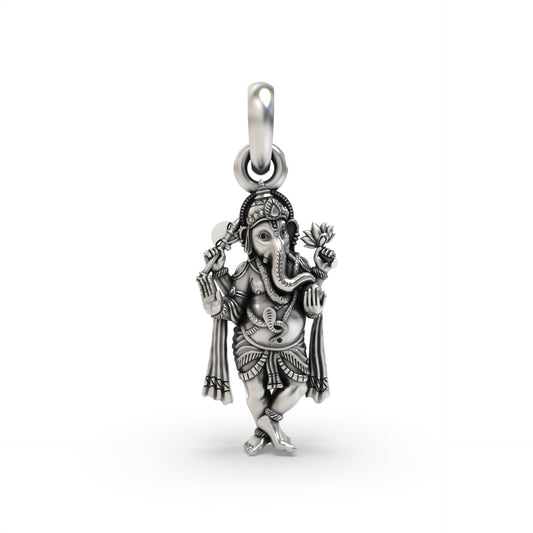 Chaturbhuj Standing Ganesha Pendant | 925 Sterling Silver