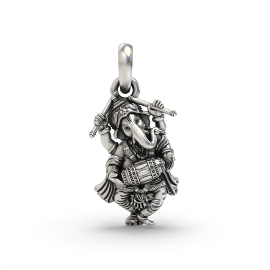 Lord Ganesha Dancing Silver Pendant | 925 Sterling Silver