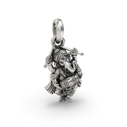 Lord Ganesha Dancing Silver Pendant | 925 Sterling Silver