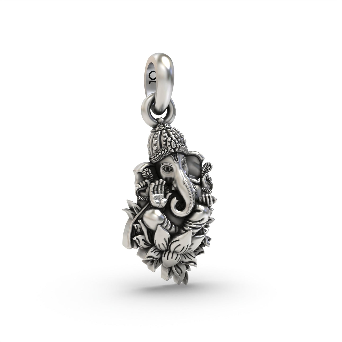 Ganesha Sitting on Lotus Flower Pendant | 925 Sterling Silver