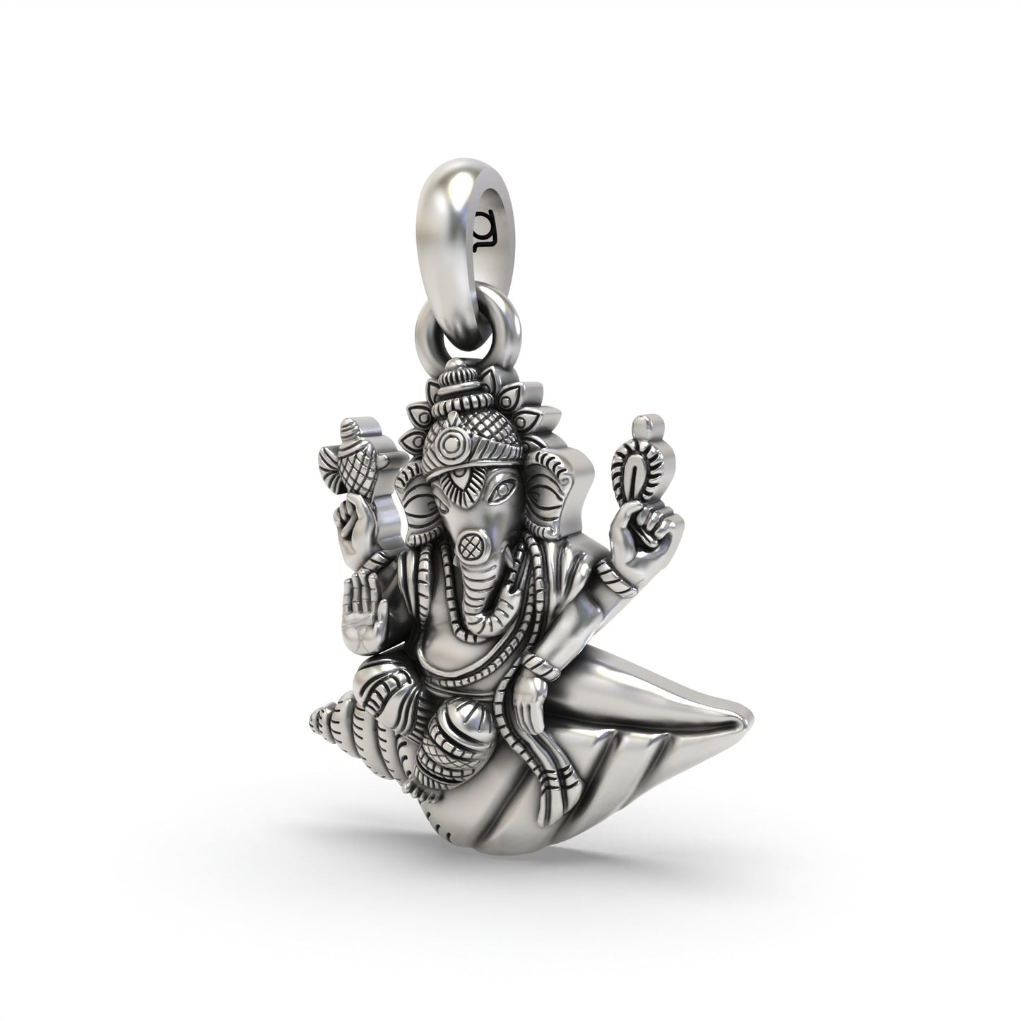 Ganesh Statue on a Shankh Pendant | 925 Sterling Silver