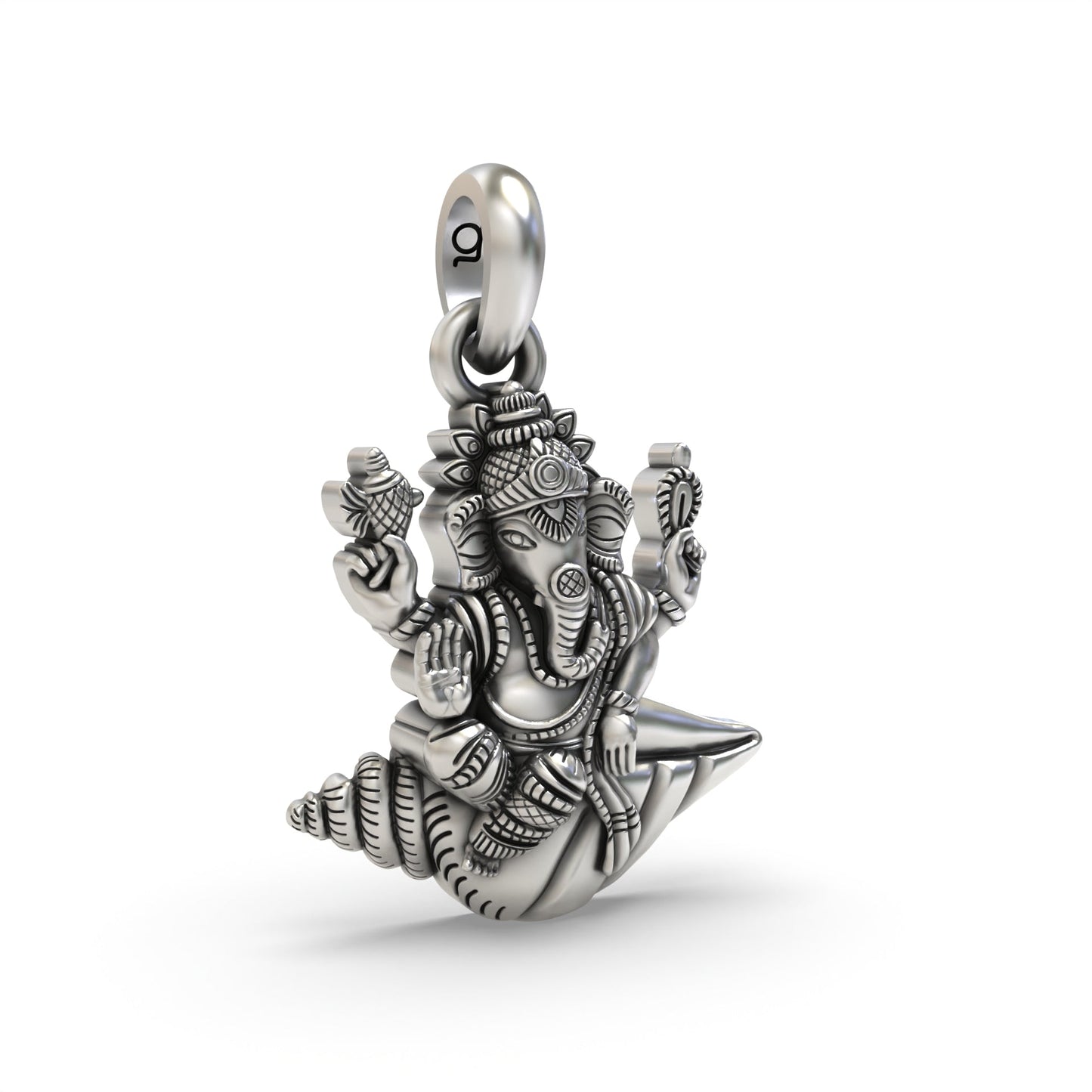 Ganesh Statue on a Shankh Pendant | 925 Sterling Silver