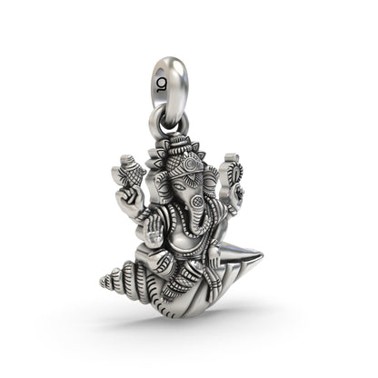 Ganesh Statue on a Shankh Pendant | 925 Sterling Silver