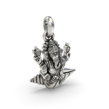 Ganesh Statue on a Shankh Pendant | 925 Sterling Silver