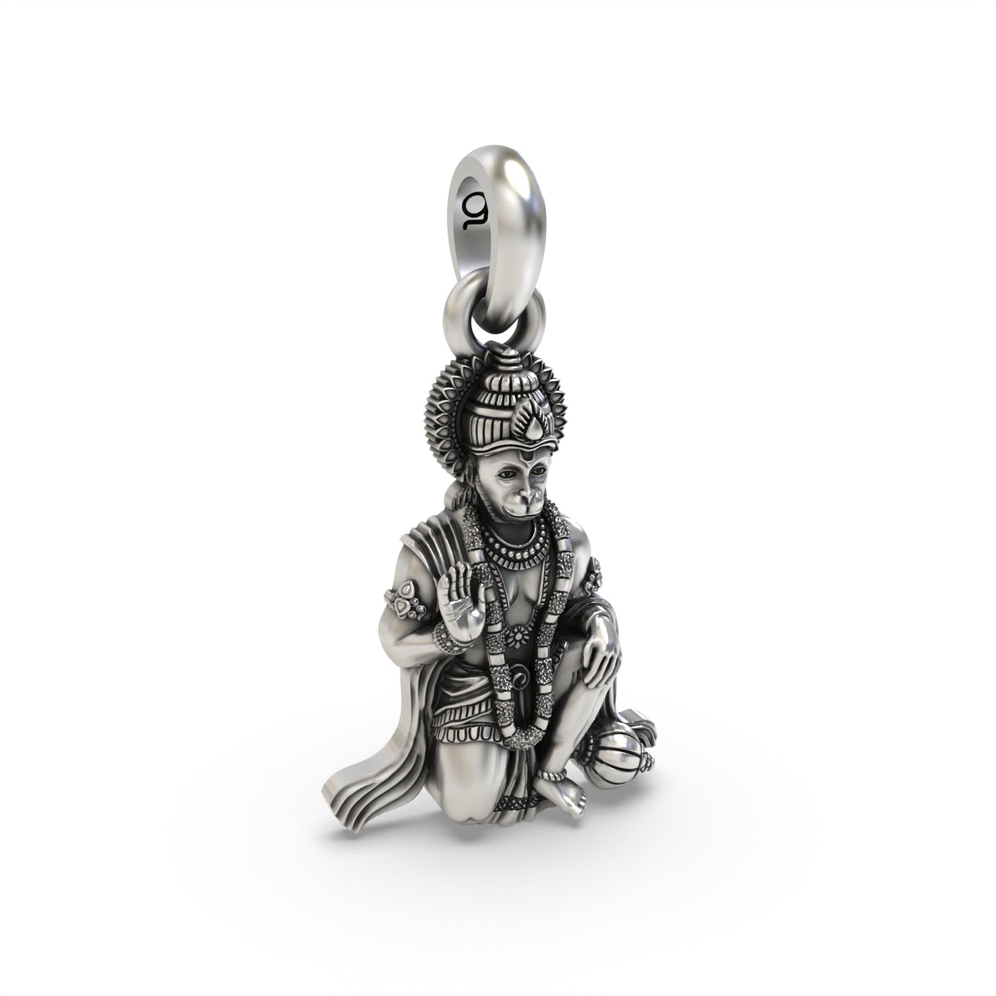 Sitting Hanumanji 925 Silver Pendant
