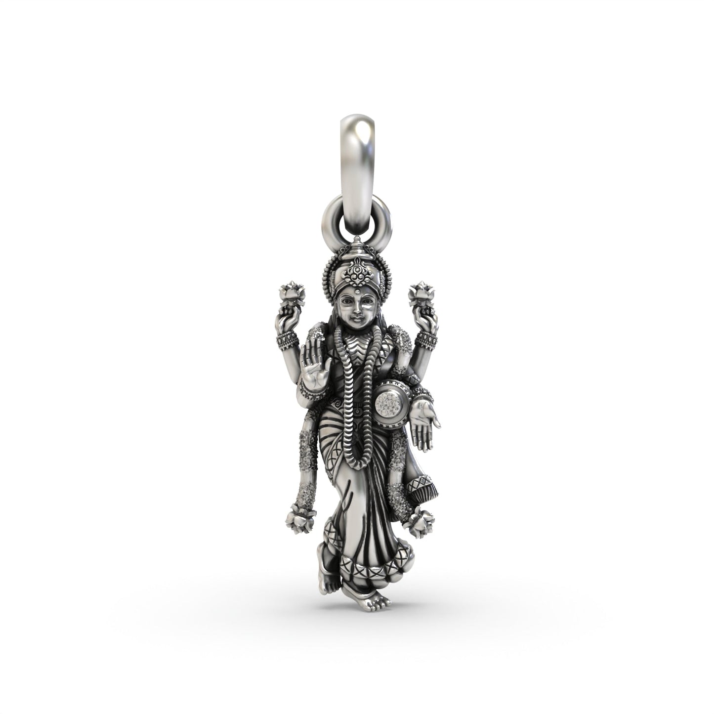 Standing Lakshmi Maa 925 Silver Pendant