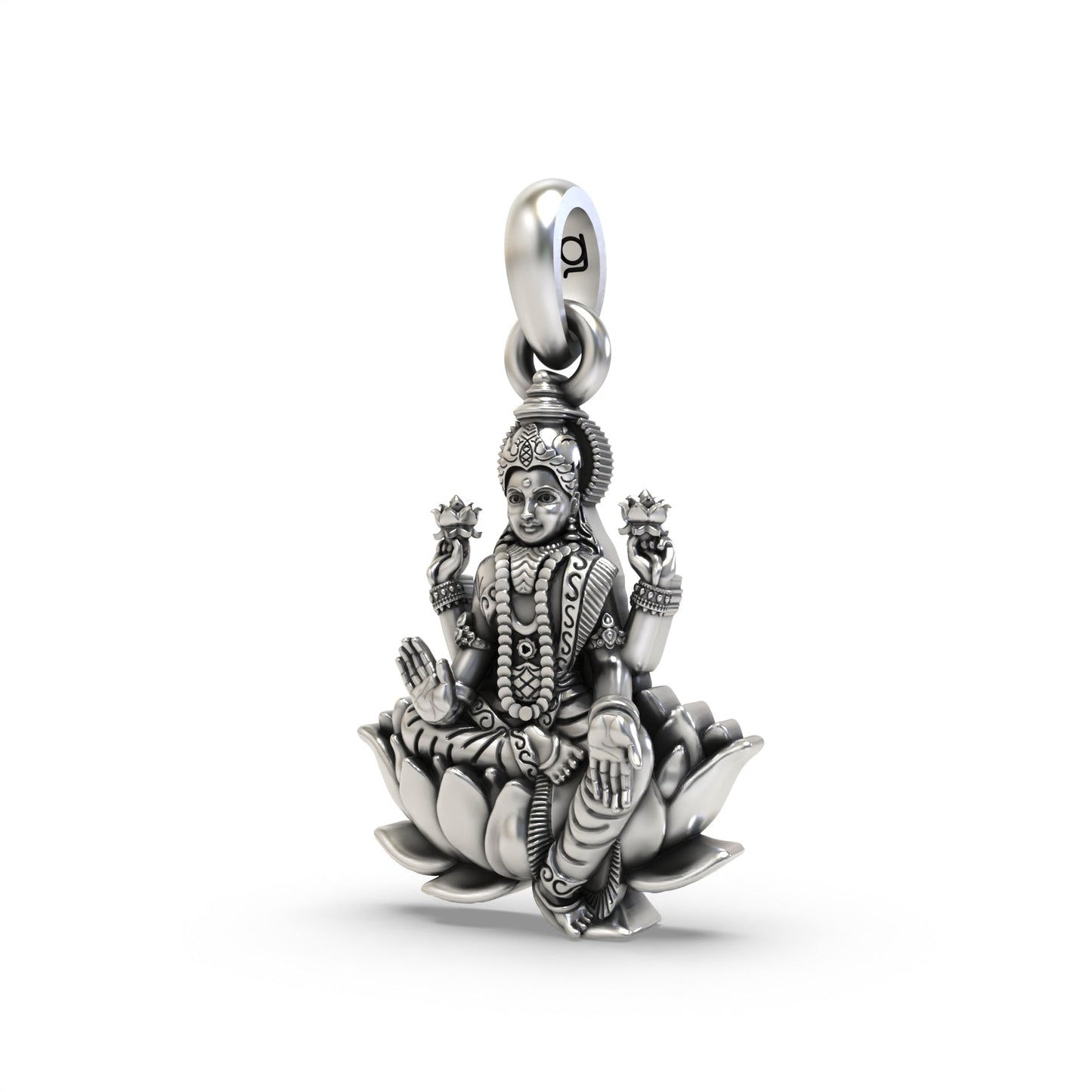 Sitting Lakshmiji on Lotus 925 Silver Pendant