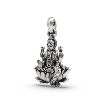 Sitting Lakshmiji on Lotus 925 Silver Pendant