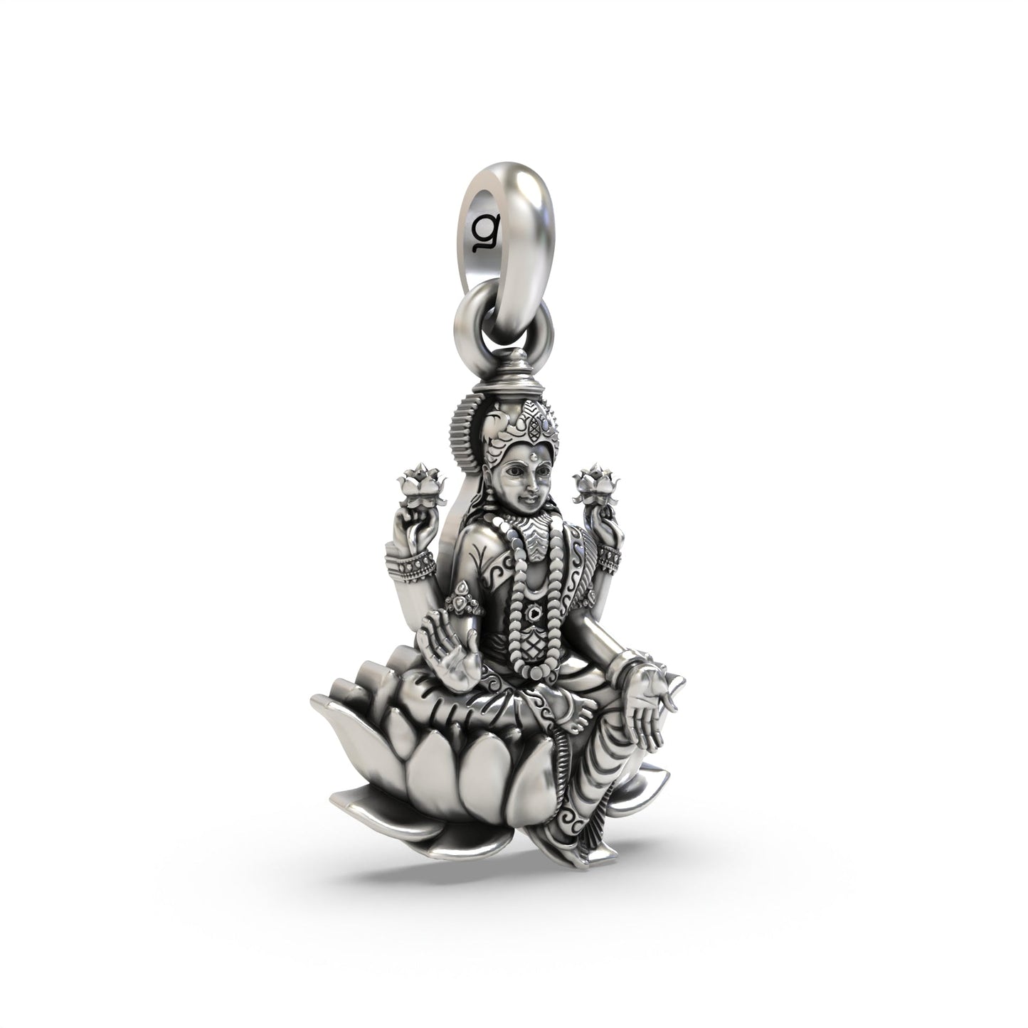 Sitting Lakshmiji on Lotus 925 Silver Pendant
