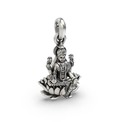 Sitting Lakshmiji on Lotus 925 Silver Pendant