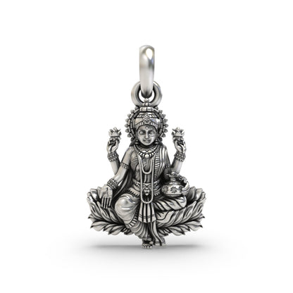 Luminous Lotus Lakshmiji 925 Silver Pendant