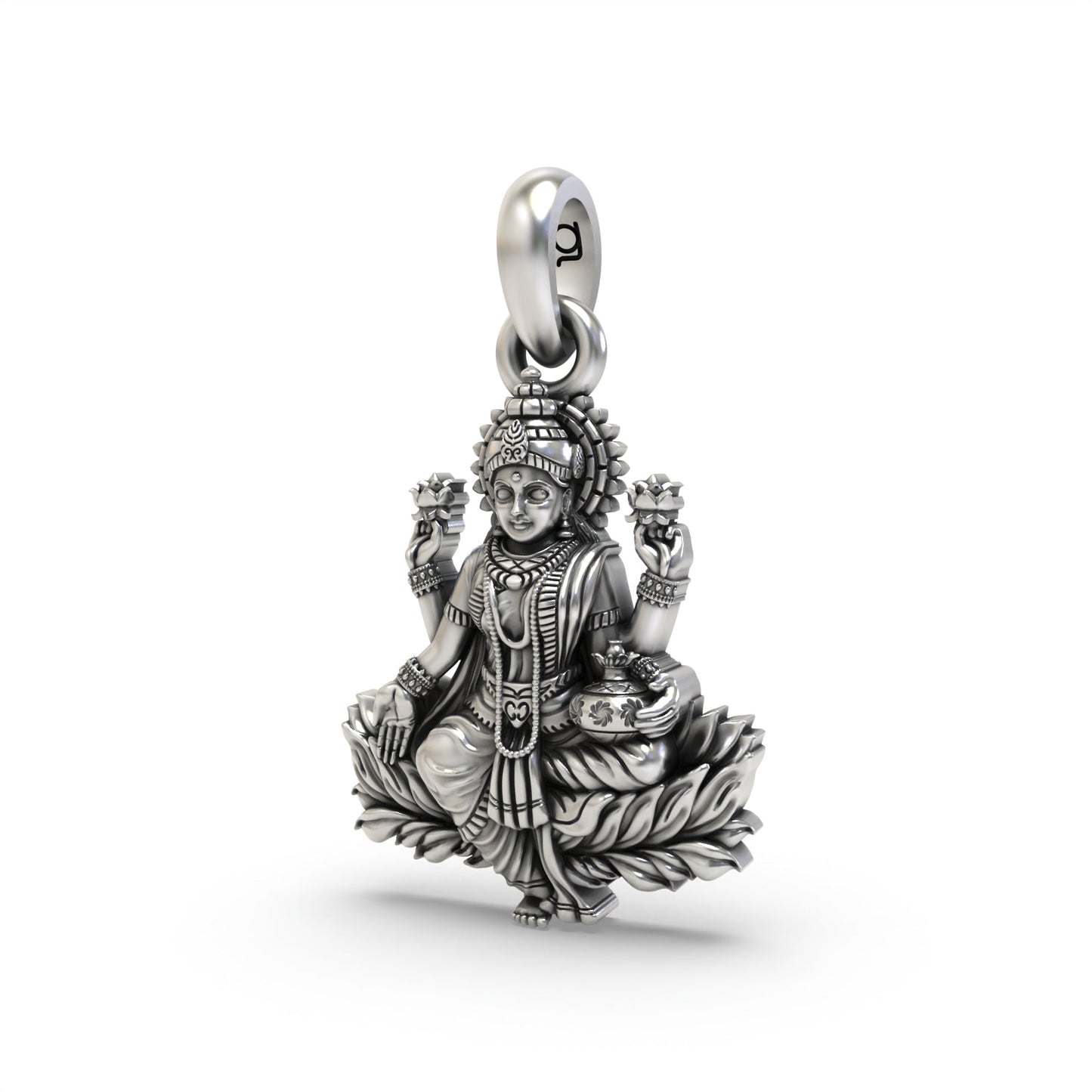 Luminous Lotus Lakshmiji 925 Silver Pendant