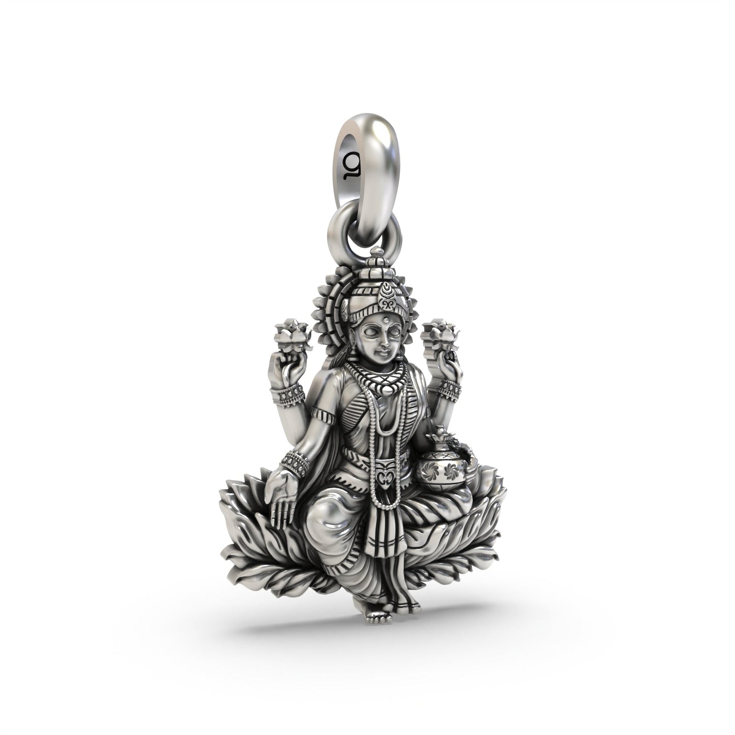 Luminous Lotus Lakshmiji 925 Silver Pendant