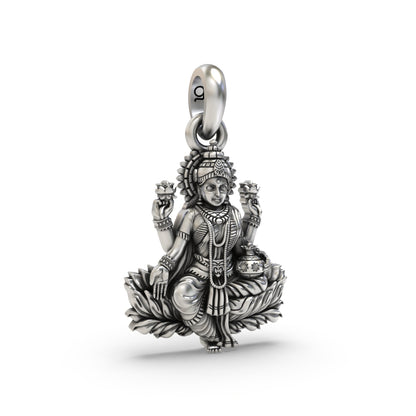 Luminous Lotus Lakshmiji 925 Silver Pendant