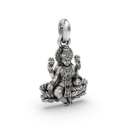 Luminous Lotus Lakshmiji 925 Silver Pendant