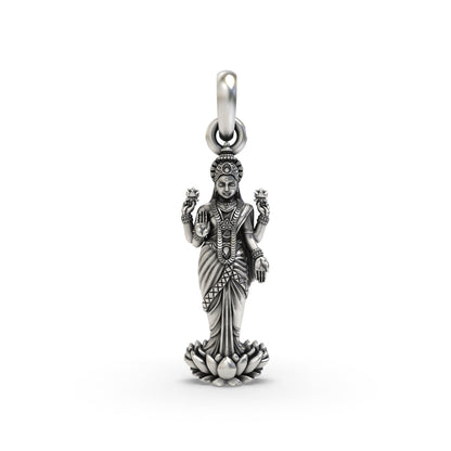 Standing Lakshmi on Lotus 925 Silver Pendant