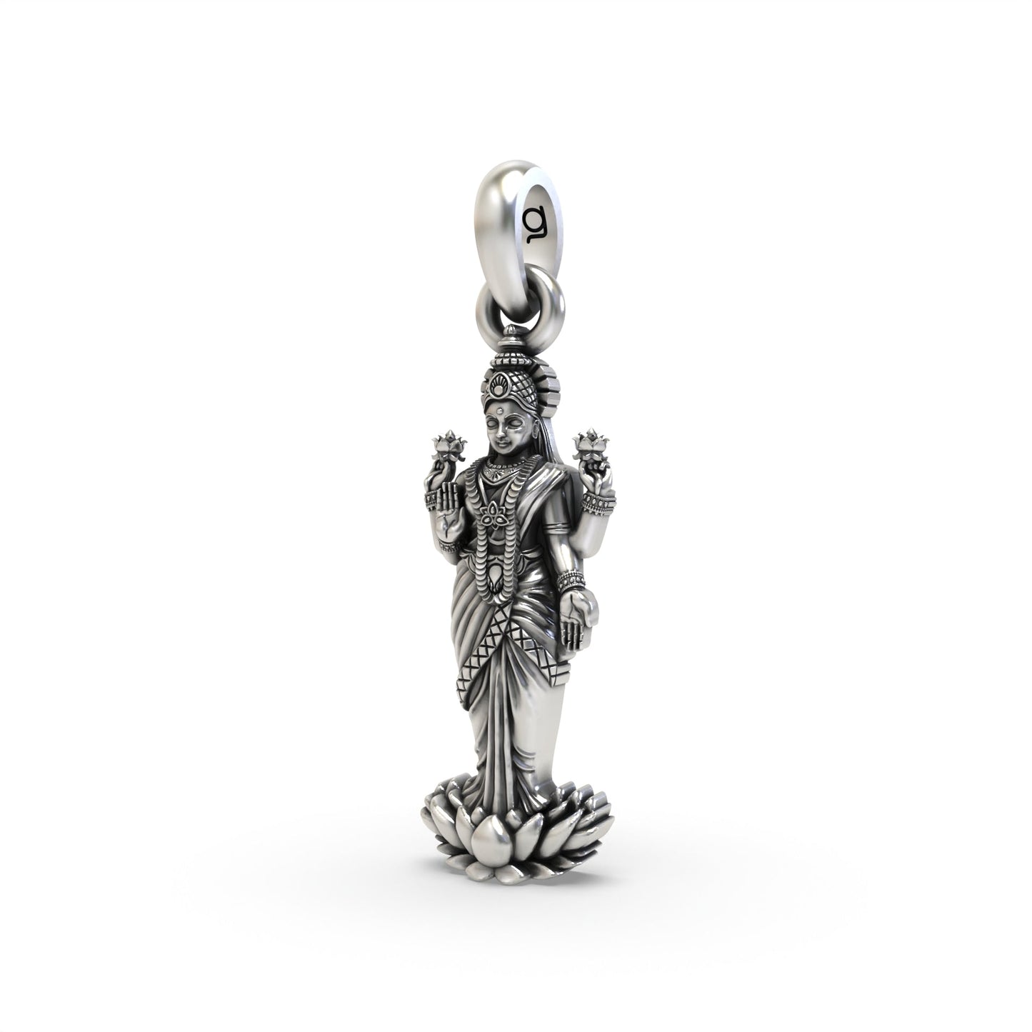 Standing Lakshmi on Lotus 925 Silver Pendant