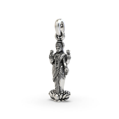 Standing Lakshmi on Lotus 925 Silver Pendant