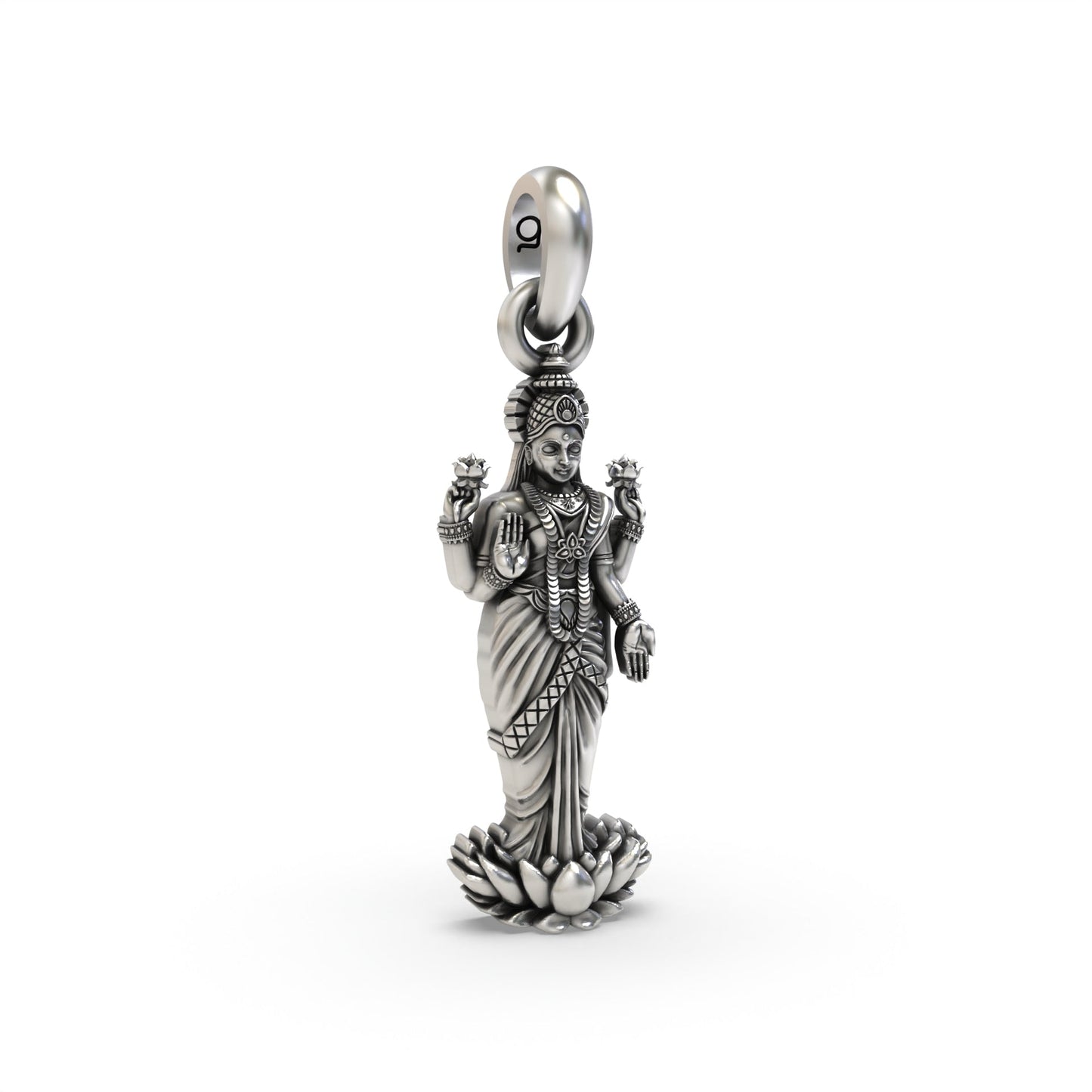 Standing Lakshmi on Lotus 925 Silver Pendant