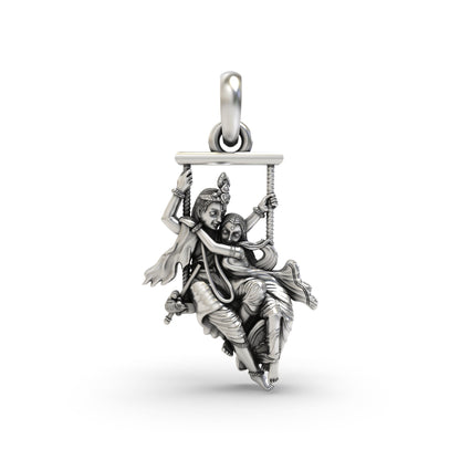 Radha Krishna on a Swing 925 Silver Pendant