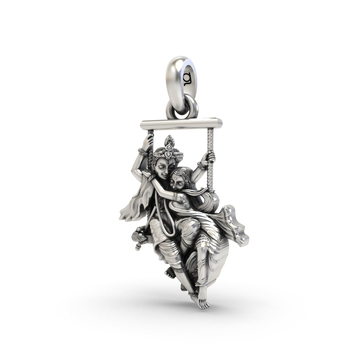Radha Krishna on a Swing 925 Silver Pendant