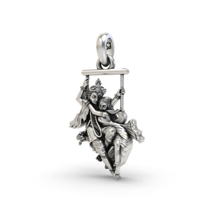 Radha Krishna on a Swing 925 Silver Pendant
