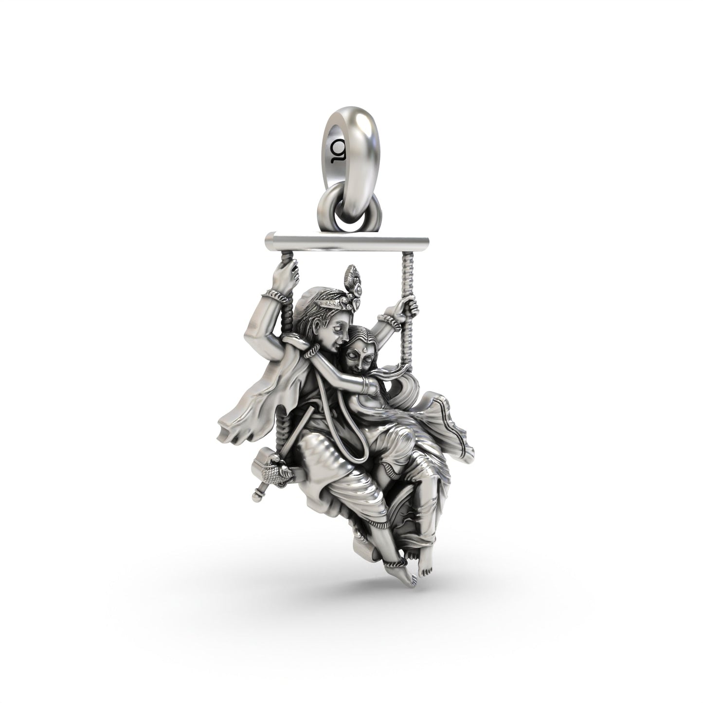 Radha Krishna on a Swing 925 Silver Pendant