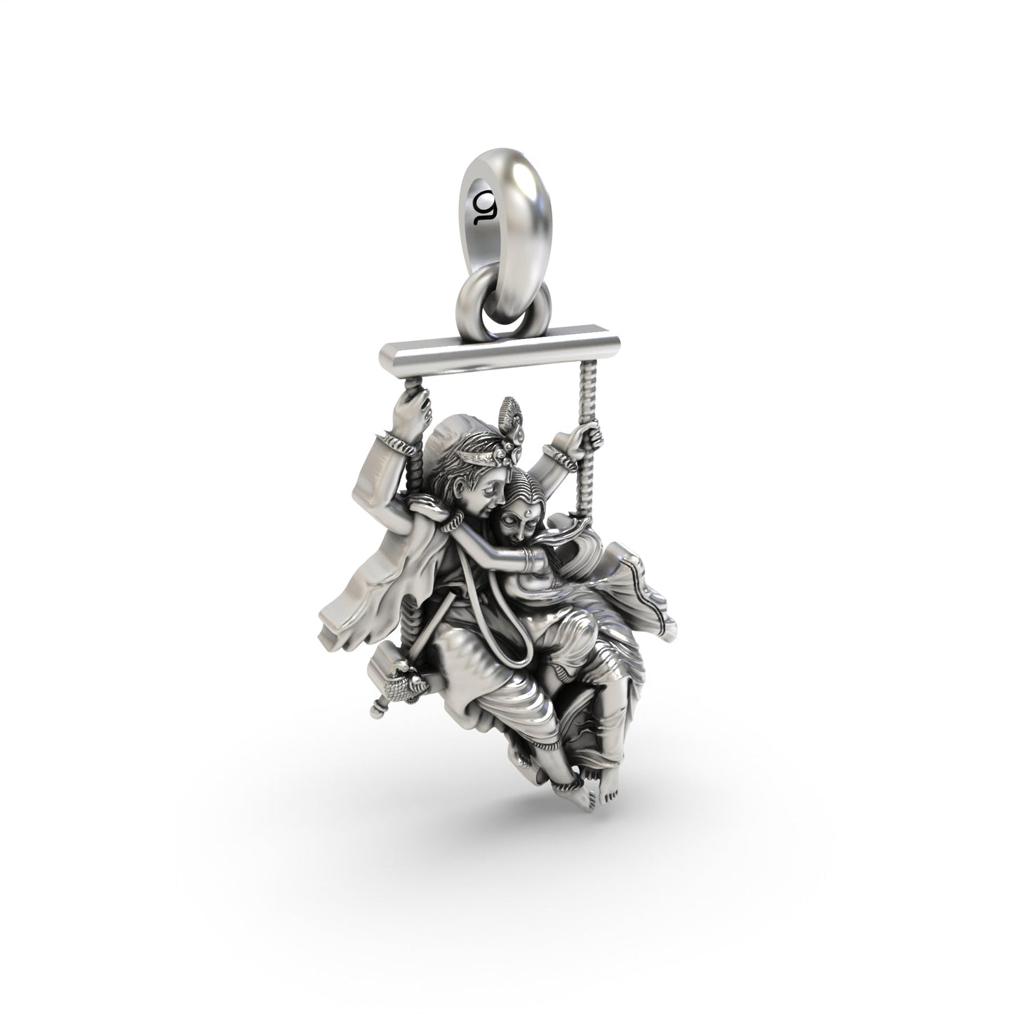 Radha Krishna on a Swing 925 Silver Pendant