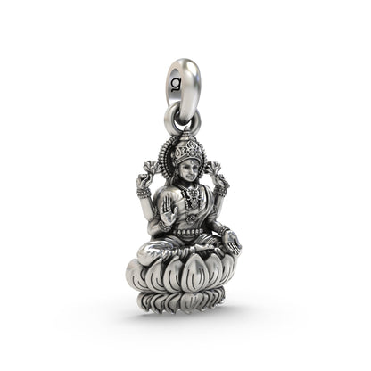 Maa Lakshmi on Lotus 925 Silver Pendant