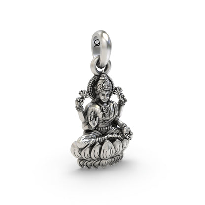 Maa Lakshmi on Lotus 925 Silver Pendant