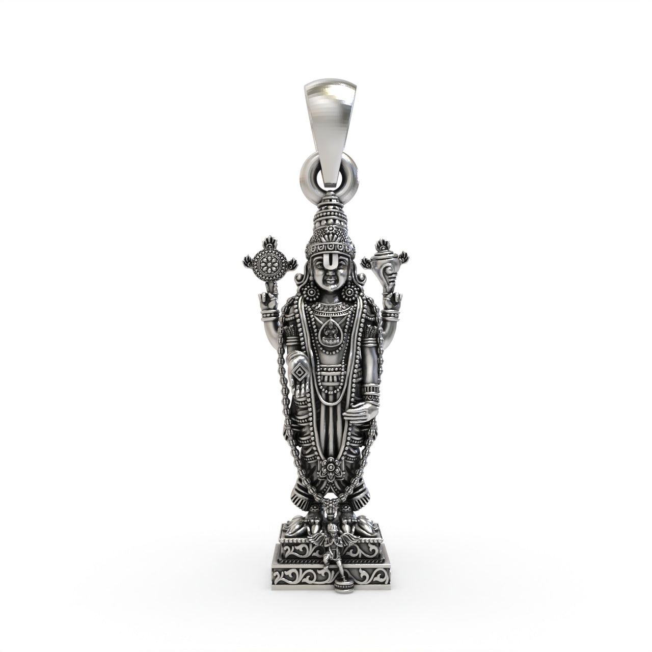 925 silver Tirupati Balaji pendant front view,