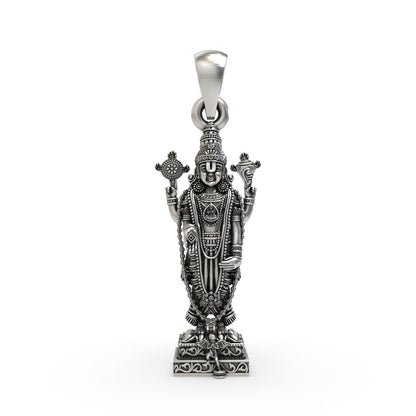 925 silver Tirupati Balaji pendant front view,
