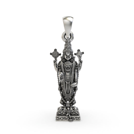 925 silver Tirupati Balaji pendant front view,
