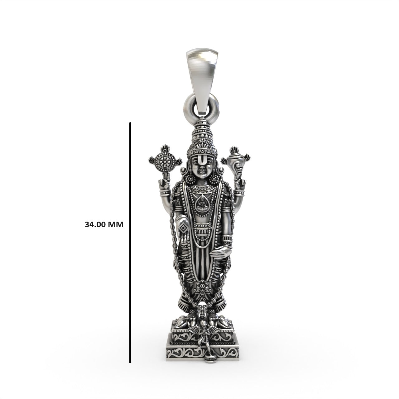 Lord Venkateswara silver pendant close-up,
